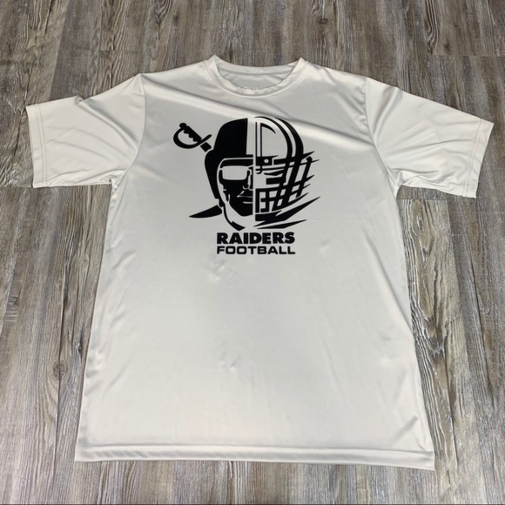 Raiders Football Light Gray Black Graphic Tee SZ S